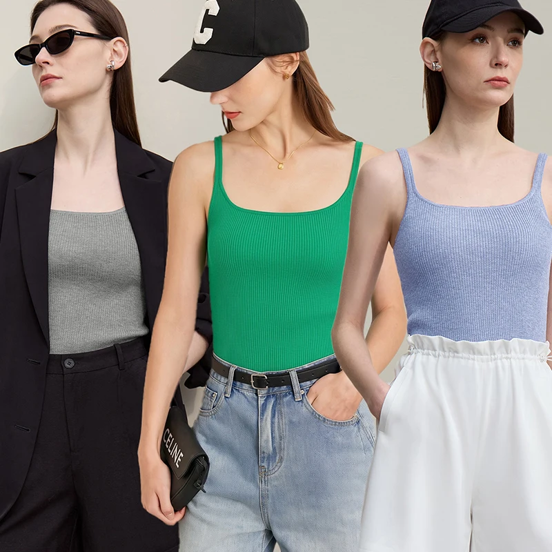Amii Women's Tank 2026 Summer New Solid Color Slim Fit Short Cami Square U-Neck Crop Sleeveless Layering Vest For Women 12622083 - Image 4