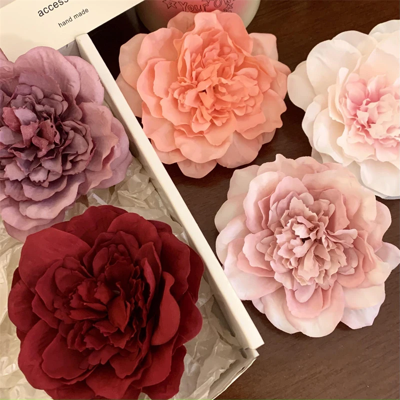 Retro Pfingstrose Haars pange romantische Blumen Seite Clip Enten schnabel Clip Haarnadel Frau Kopf bedeckung Haars pange Braut Kopfschmuck – Detail 5