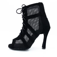 Customized Logo Team Order Black Red Dance Booties Latin Booties Salsa Ballroom Women Dance Shoes 33-44 size 6cm to 10cm Heels 1