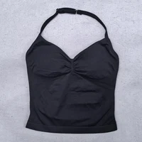 Haut de sport à bretelles réglables, dos nu, vêtements de gymnastique pour femmes, soutien-gorge froissé, bonnets amovibles, débardeur de Yoga, tenues d'entraînement, hauts gilet de sport 3