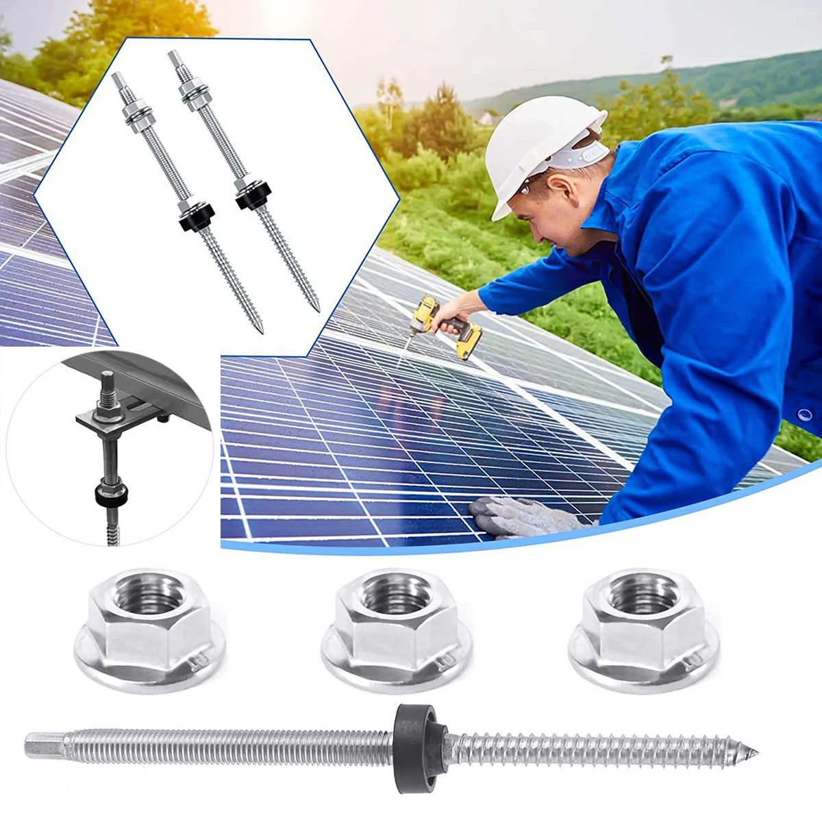 4PCSSolarPanelMountingBoltsSolarHangerScrewsM10Photovoltaic