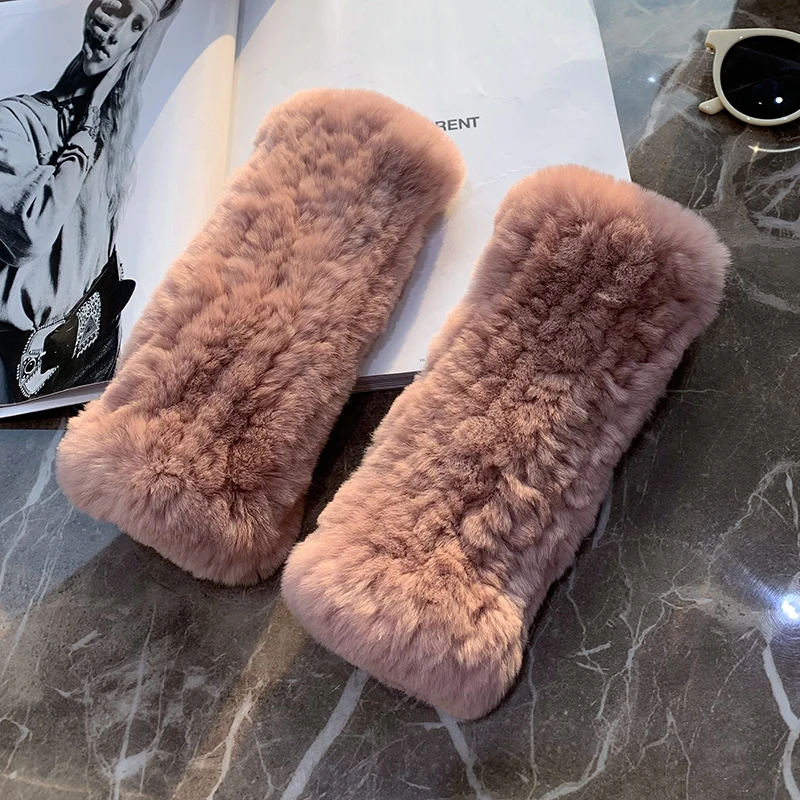 Hot Sale Winter Real Fur Golve Women Outdoor Warm 100% Real Rex Rabbit Fur Gloves Knit Thick Natural Soft Rex Rabbit Mittens