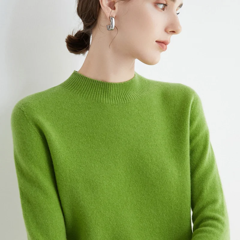 100% Merino Wool Cashmere Sweater Women Knitted Sweater Turtleneck Long Sleeve Pullovers Autumn Winter Clothing Warm Jumper Tops 6
