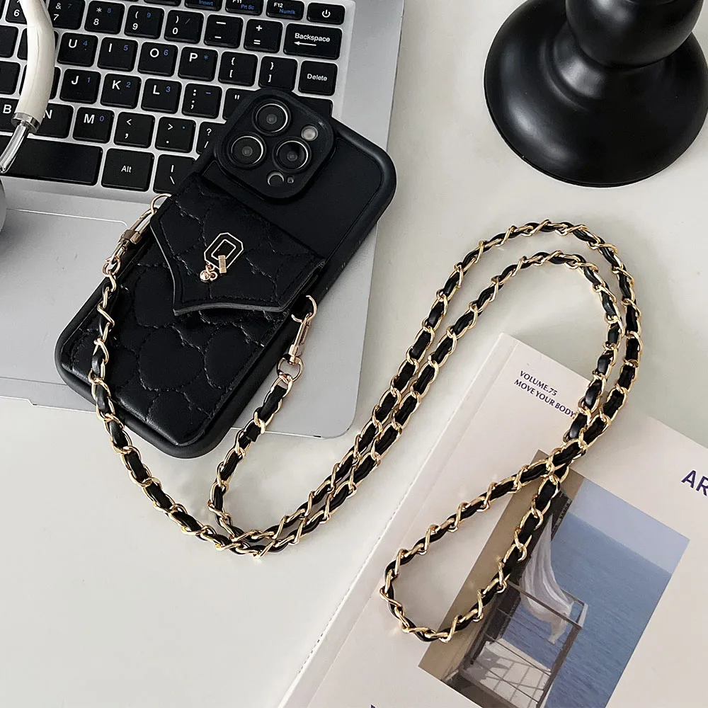 Leather Wallet Strap Crossbody Lanyard Case with Card Holder