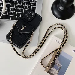 Leather Wallet Strap Crossbody Lanyard Case with Card Holder - Samsung S21 Plus (Black)
