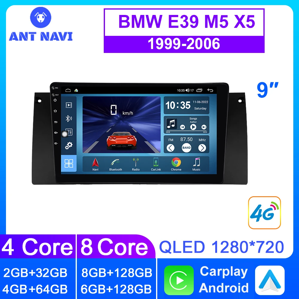 

AntNavi Android Autoradio For BMW E39 Serie 5 X5 1999-2006 Car DVD Radio Video GPS 2Din Carplay Android Auto Multimedia Player