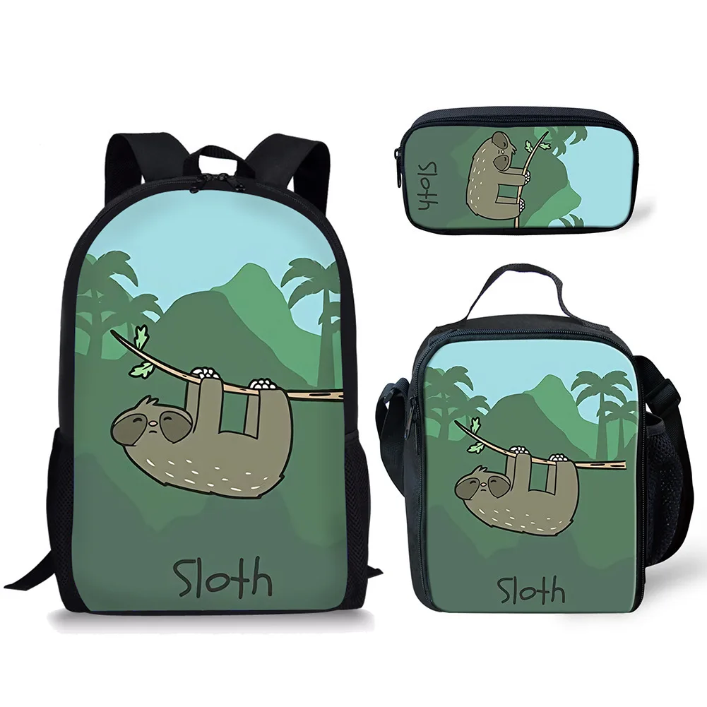 Popular animal Small sloth horse 3D Print 3pcs/Set pupil School Bags Laptop Daypack Backpack Lunch bag Pencil Case