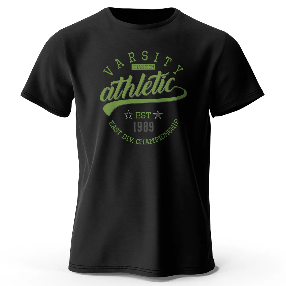 Unisex Vintage Graphic Varsity Cotton T-Shirt - Short Sleeve