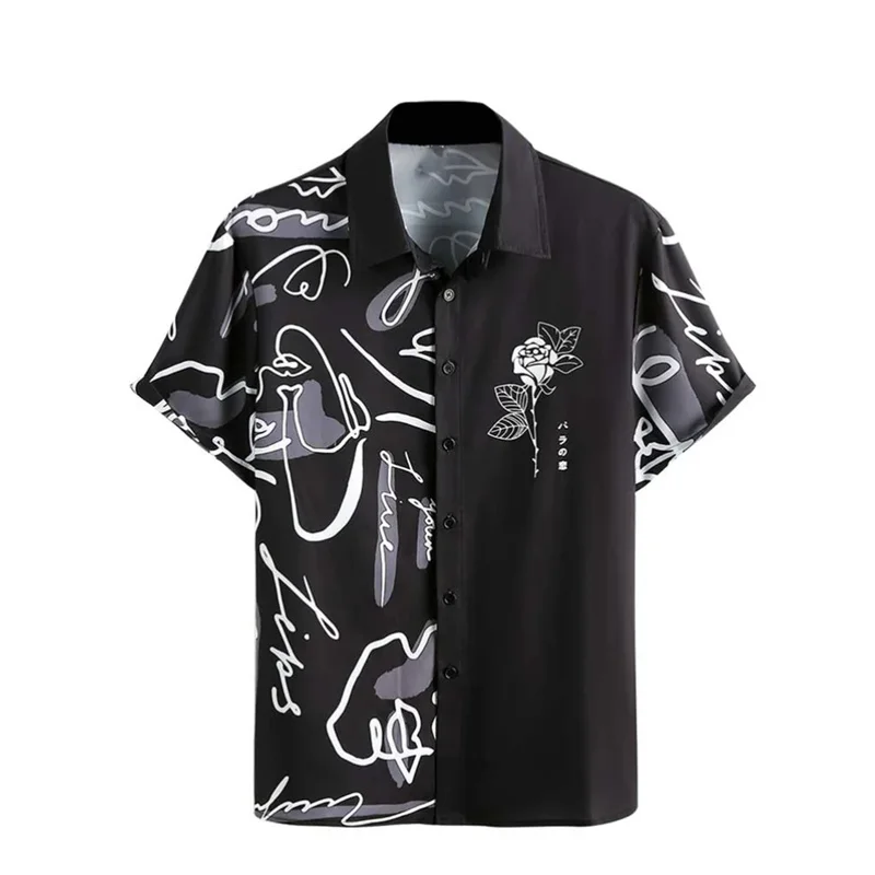thumbnail image 1 of Camisa hawaiana con estampado de ovni y cohete para hombres y mujeres, blusa con estampado 3D de abstracción artística, camisas hawaianas holgadas de manga corta con solapa para niños, 1 of 5