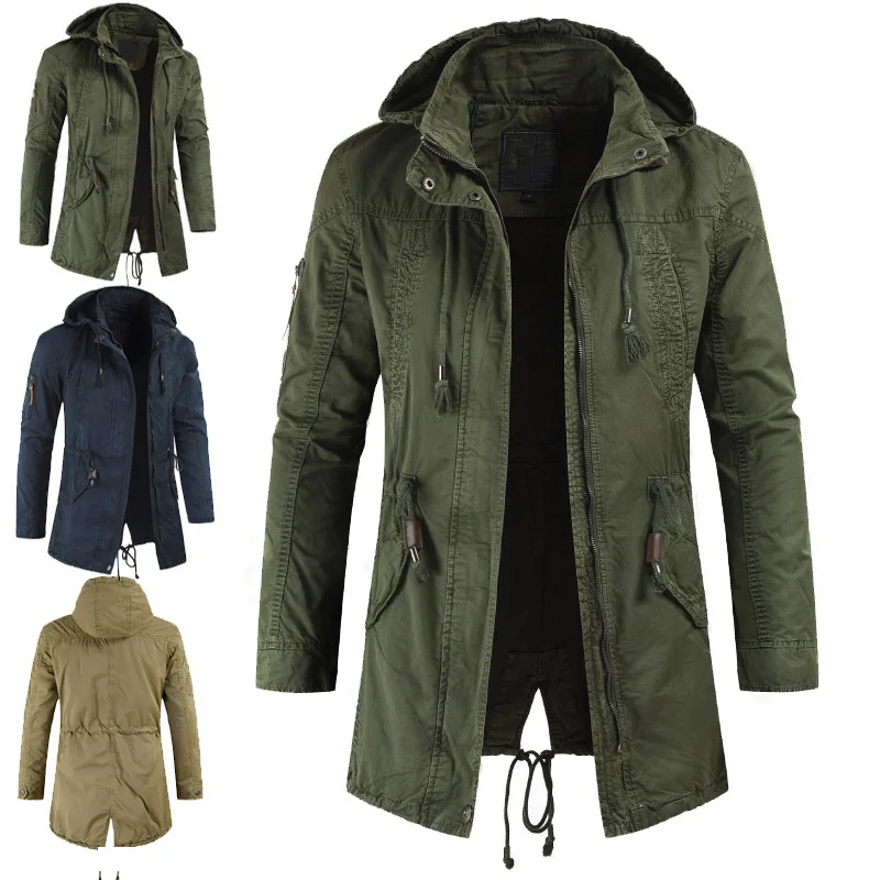 

New dropshipping Men Jackets Man Trench Breasted Outerwear Casual top Coat military Windbreaker fashion windproof clothing