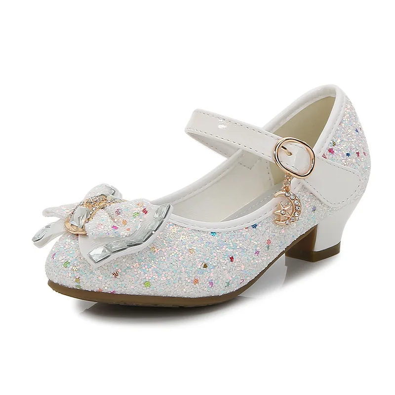 Girl Pu Leather Shoes For Girls Party Dance Children Kids 3-14 Years Princess High Heels Child Wedding leather shoes