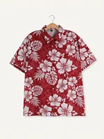 3D Floral Pattern Print Men's Short Sleeve Button Up Lapel Shirt For Summer Holiday Resort Hawaiian Style Shirt Men Oversized 2
