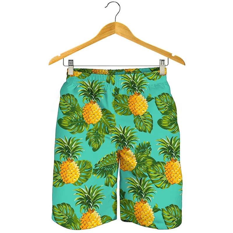 

Colorful Pineapple Graphic Beach Shorts For Men 3D Printed Fruits Short Pants Streetwear Cool Swimming Trunks Surf Board Shorts