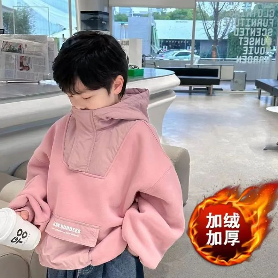 

Children's Autumn and Winter Sweater 2023 New Women's Treasure Hooded Top Boys' Winter Plush Loose Sweater for Children