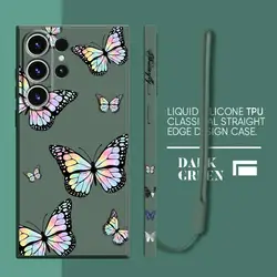 Elegant Blue Butterfly Lanyard Silicone Phone Case - GalaxyNote10Plus (VVACE01)