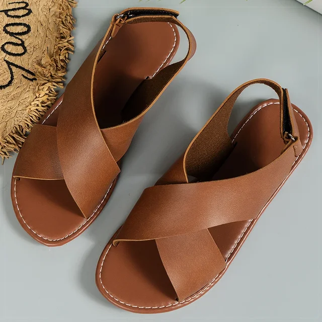 Women's Sandals 2025 Summer Women Flat Shoes Soft Pu Leather Sandalias De Mujer Summer Sandals Women Beach Footwear 5
