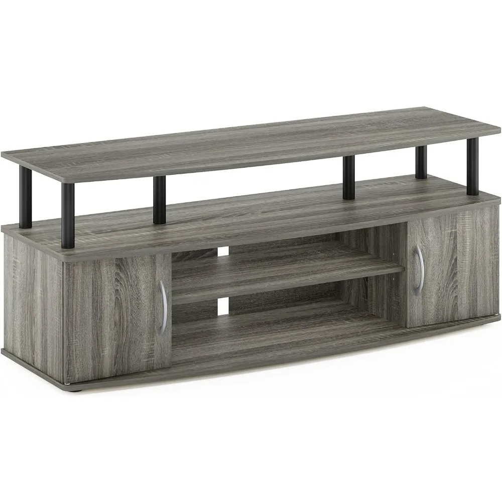 Furinno JAYA Large Entertainment Stand for TV Up to 55 Inch, French Oak Grey/Black