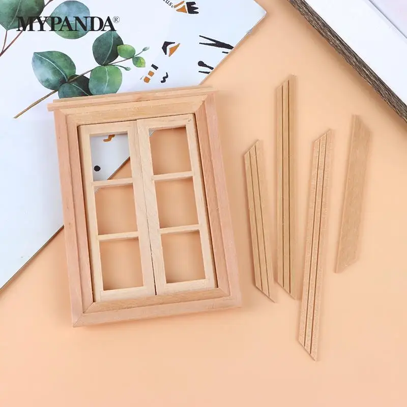 

1Set 1:12 Dollhouse Miniature Unpainted Window Frame 6 Panes of Window Furniture Model Decor Toy Doll House Accessories