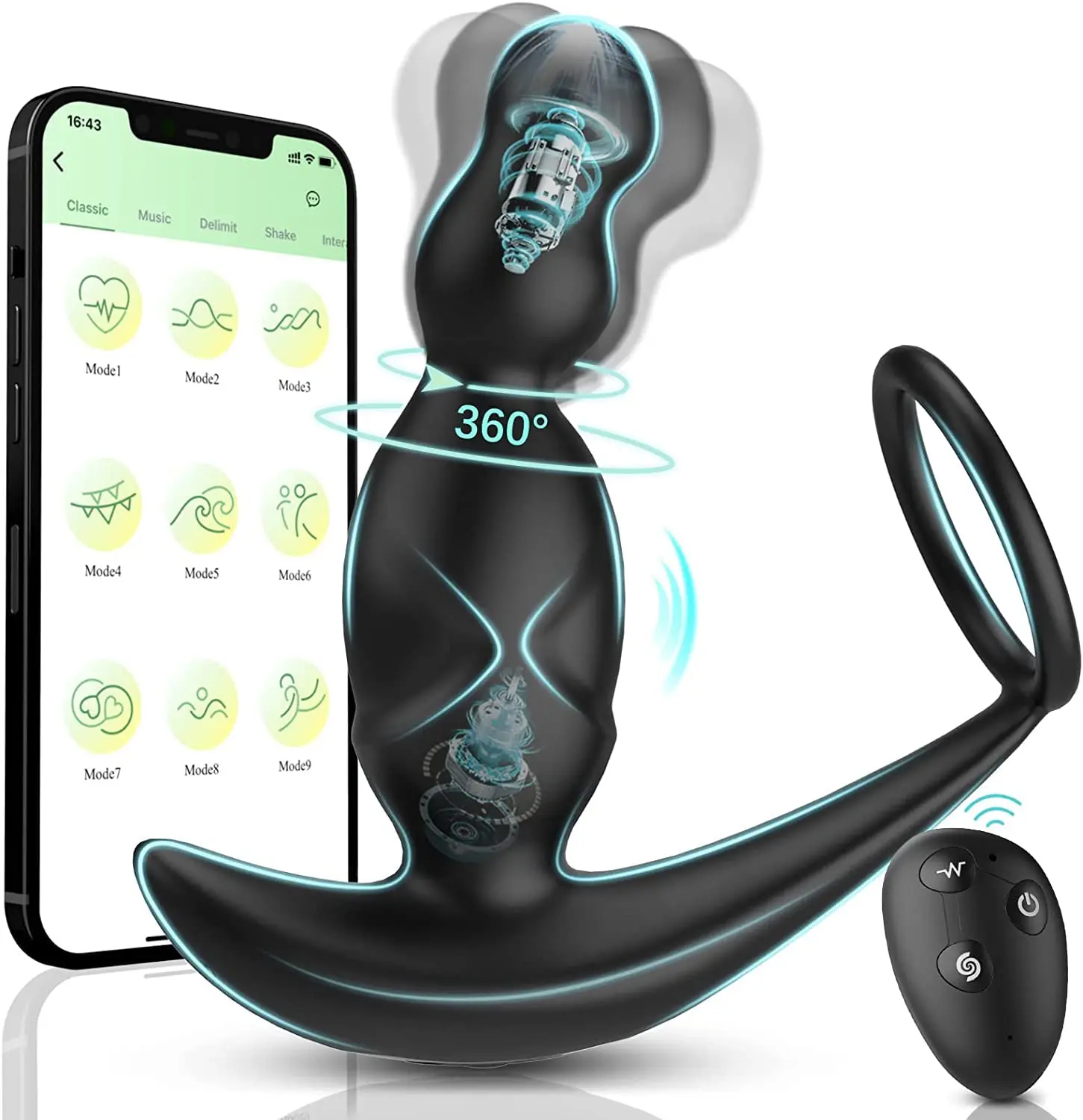 360 °   Rotation APP Fernbedienung Anal Vibrator Butt Plug Männer Prostata-massagegerät Vibrierende Anal Perlen Männliches Sexspielzeug für Paare Homosexuell