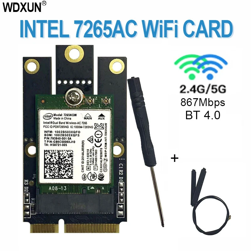 usb wifi adapter Băng Tần Kép Intel Không Dây Thẻ AC 7265 7265NGW Ac7265 7265ac 802.11ac WiFi + Bluetooth 4.0 867Mbps NGFF Thẻ Lan wireless adapter