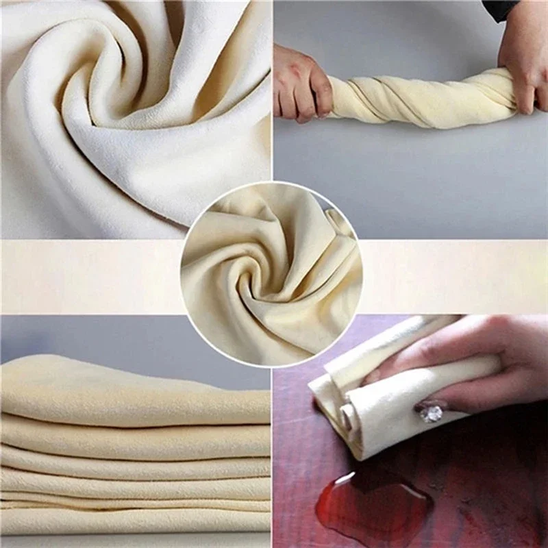 Natural Shammy Chamois Leather Car Cleaning Cloth  Leather Wash Car Glass Drying Cleaning Cloth Quick Dry car wash towel 6
