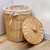 Large Dirty Clothes Basket Rattan Storage with Lid Clothes Basket Sundries Toys Storage Bucket Multi-Purpose Storage Baskeks 1