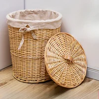 Large Dirty Clothes Basket Rattan Storage with Lid Clothes Basket Sundries Toys Storage Bucket Multi-Purpose Storage Baskeks 1
