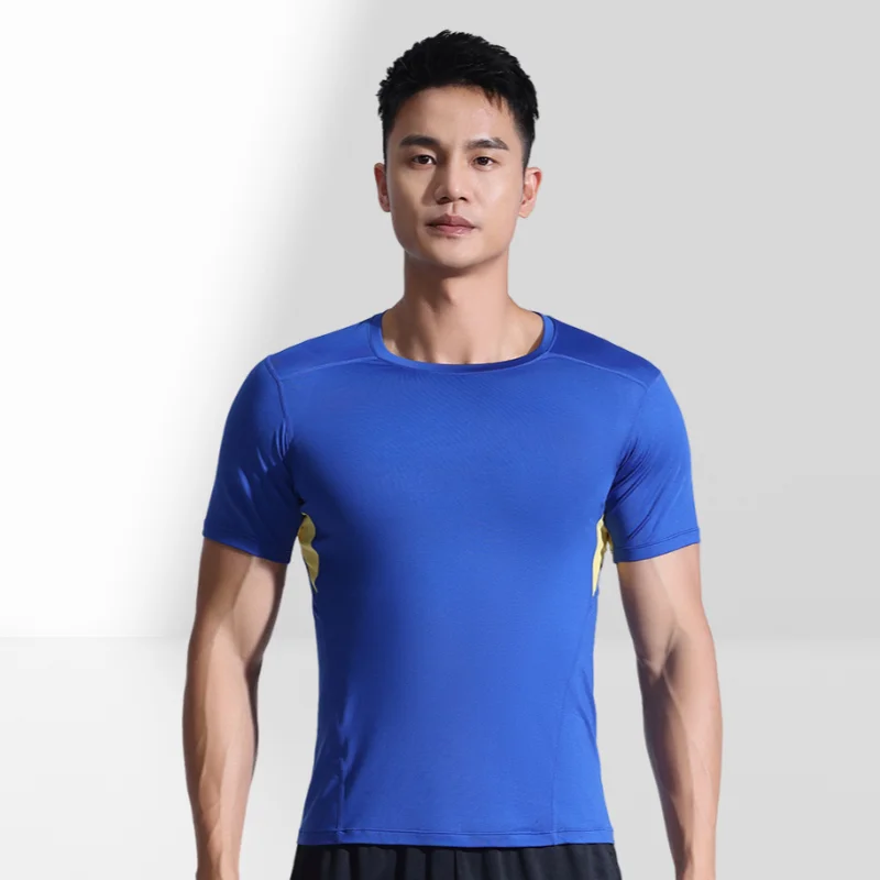 

Summer New Men's Ice Silk Breathable High Elastic Tight T-shirt Short Sleeve Outdoor Morning Run Sports Fitness