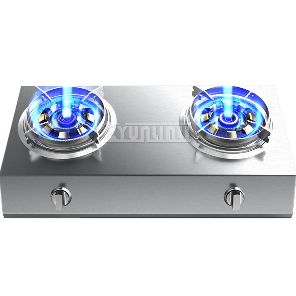 Desktop Cooktop Kitchen Double Gas Stove Household Kompor Gas Stainless Steel LPG Stove Fogones De Para Cocina