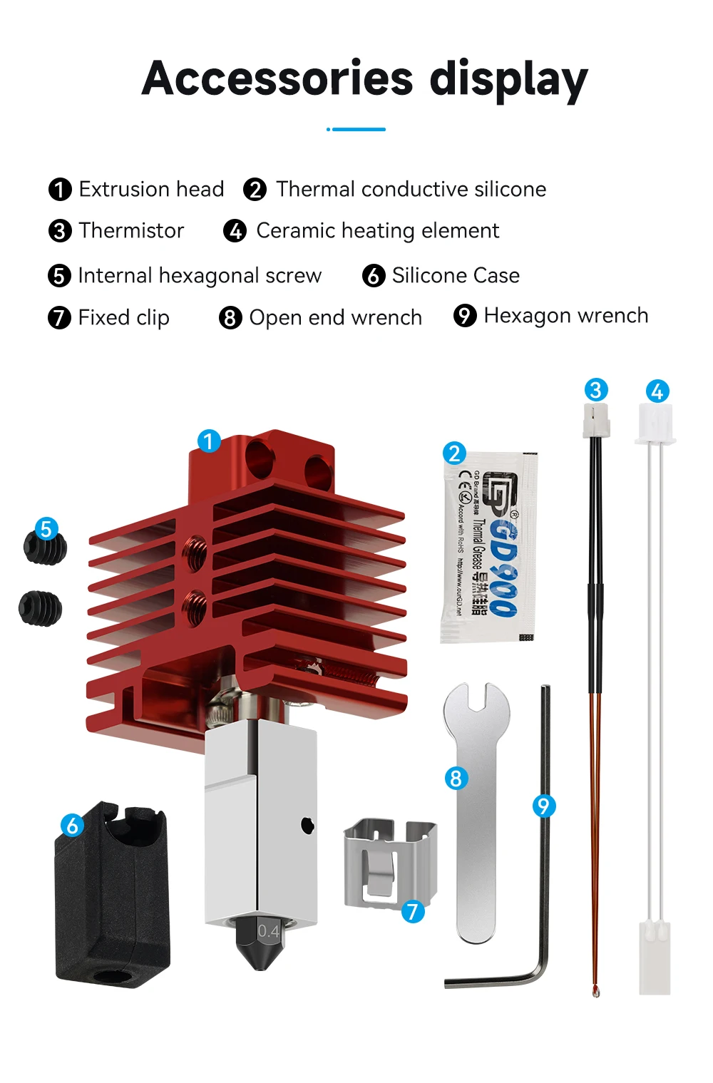 Hotend Bambu Lab p1p X1C P1S X1 V2.0 Upgrade Hot end Druckkopf 3D druck teile für bambulab Mit Düse – Detail 13
