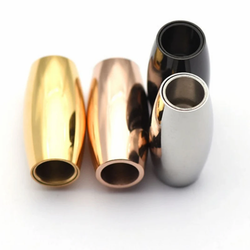 

New 10pcs/Lot Stainless Steel Magnetic Rugby Shape Buckle Hook For Leather Cord Bracelet Connectors DIY Jewelry Making Findings
