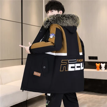 Moda 2025 inverno uomo caldo di media lunghezza con cappuccio giacche in pile capispalla addensare cappotti di peluche gioventù antivento top Parka abbigliamento 1