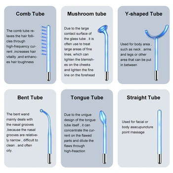 High Frequency Electrode Wand Glass Tube Electrotherapy Acne Spot Remover Skin Care Home Spa Beauty Facial Therapy Wand 4