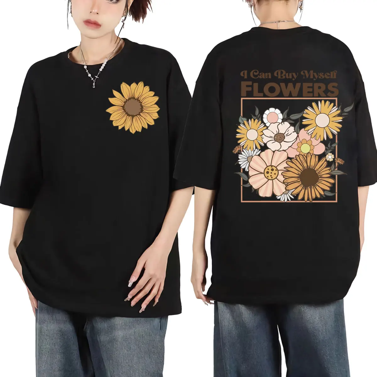 Singer Miley Ciro Endless Summer Album Single Flowers Graphic T-Shirt Fashion Hip Hop Rock T-Shirt Casual Cotton Tees Unisex