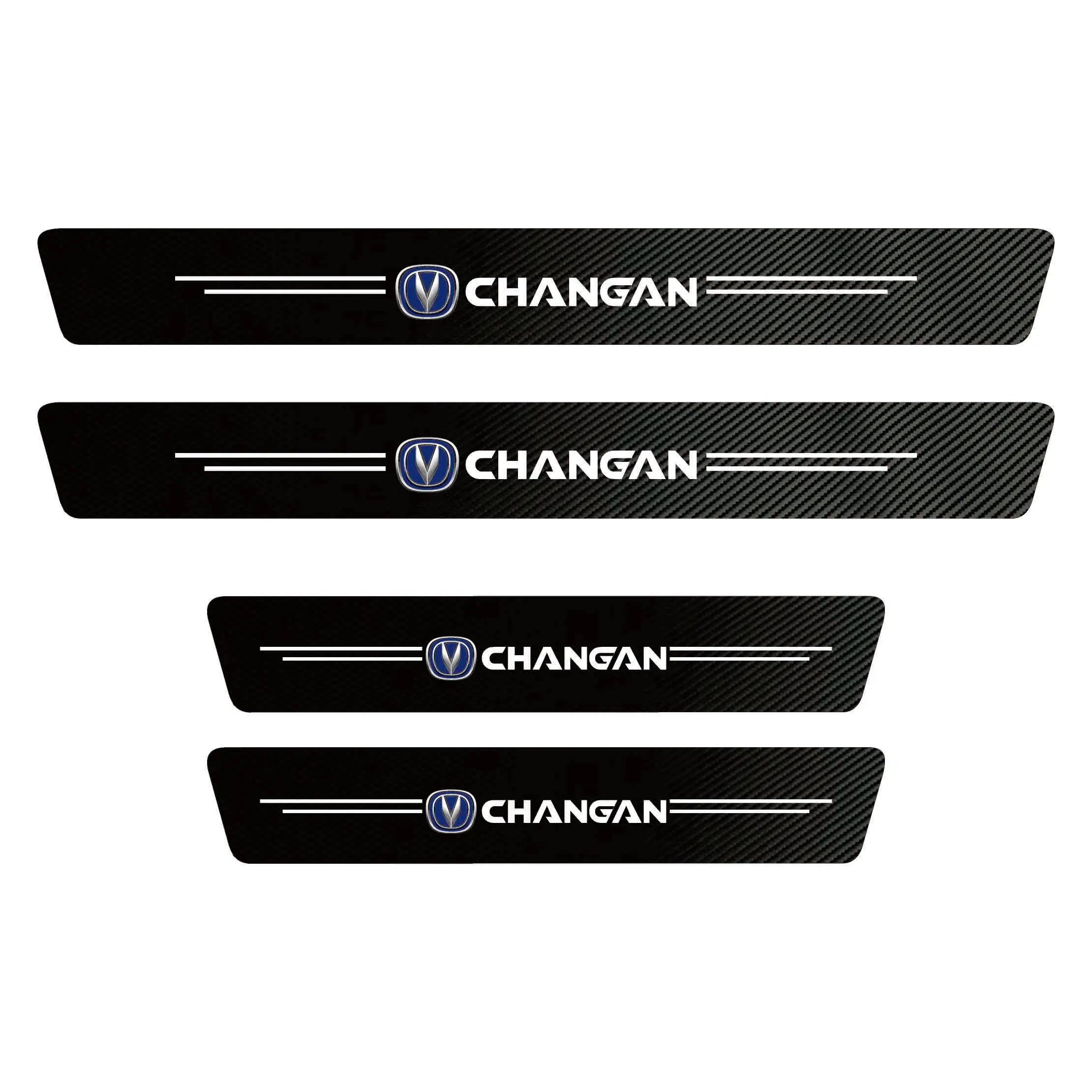 1/4/5 قطعة عتبة باب السيارة الجلدية حامي عتبة ألياف الكربون قطاع ل Changan UNI-K CS35 CX70 CS85 CS55 CS75 CS15 F70 Alsvin Star