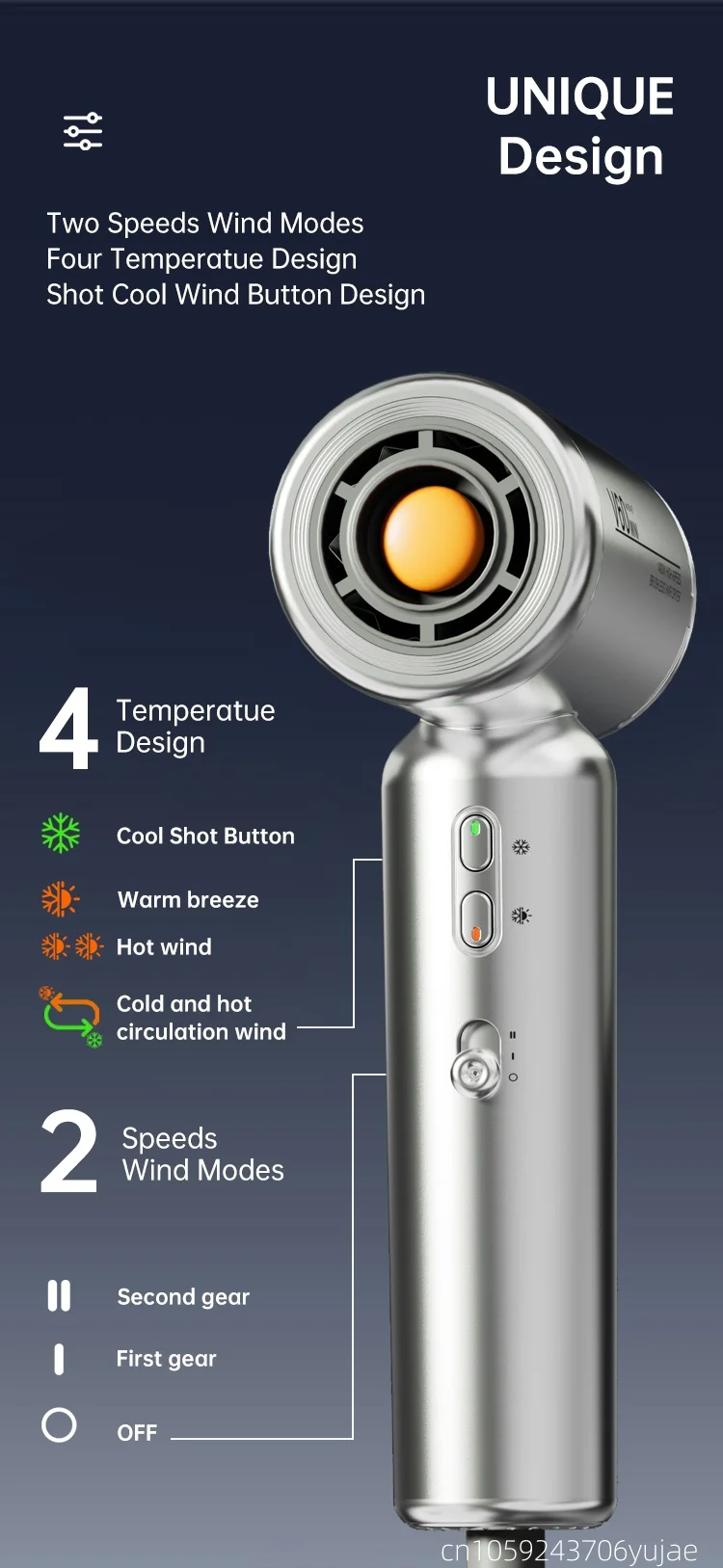 Mini High-Speed Hair Dryer 1400W High-Power Negative Ion Hair Care Portable Home