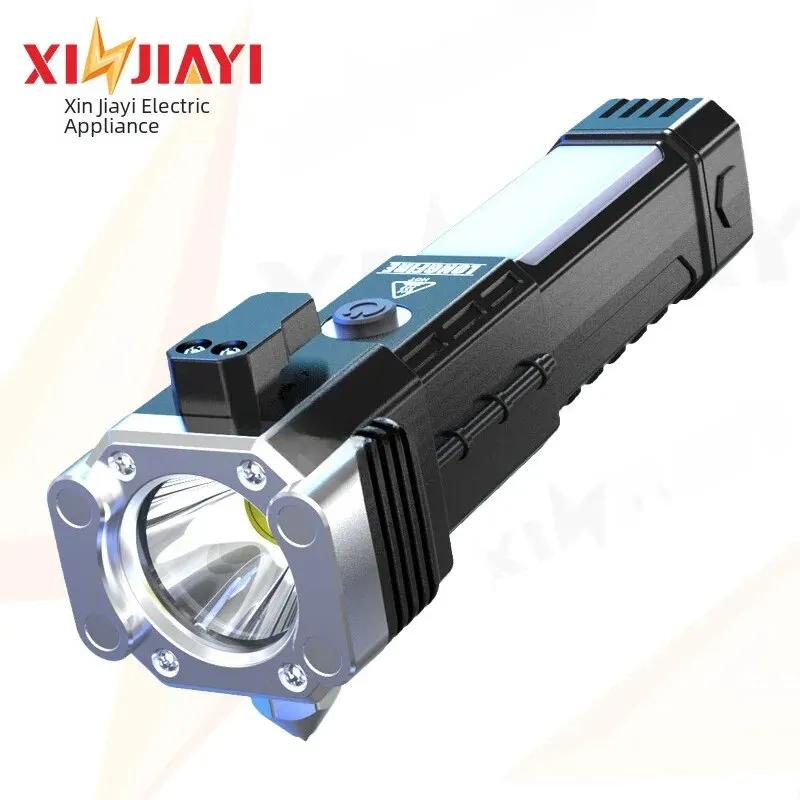 Multi-functional High-brightness Flashlight Car Safety Hammer Handheld Torch Usb Rechargeable Treasure Outdoor Home Searchlight