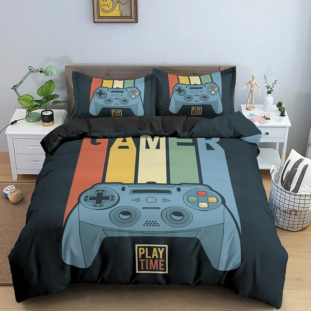 Gamepad Polyester Duvet Cover Set Colourful Button King Play Gamer Bedding Set Kid Teen Man Video Game For Child Game Room Decor