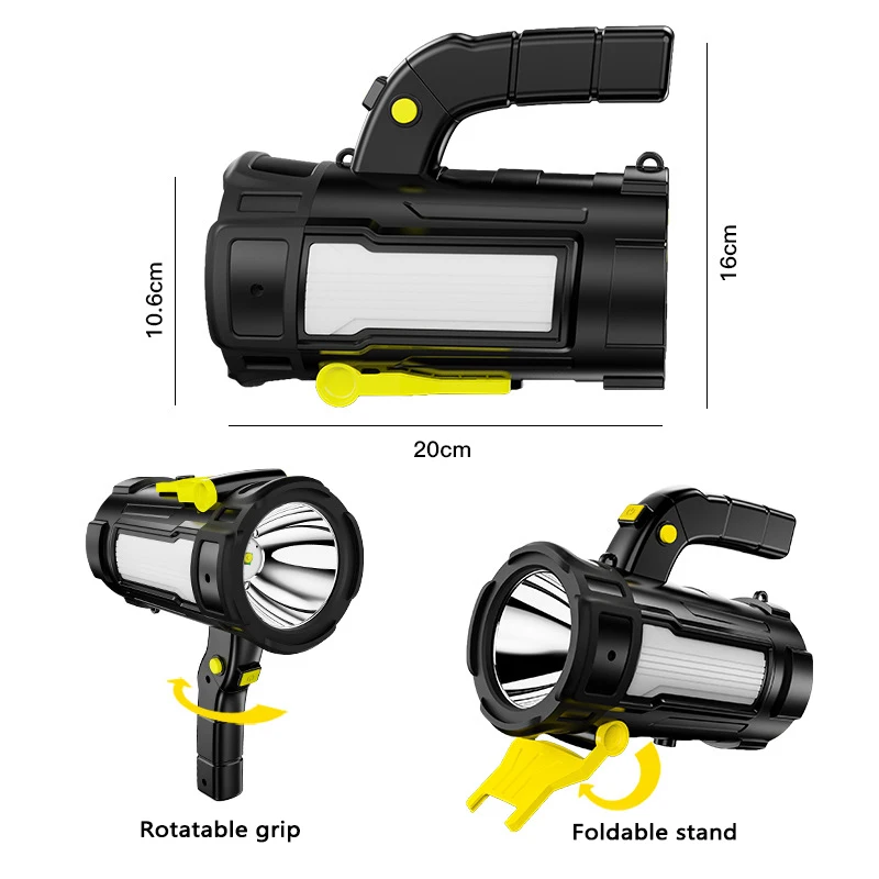Handheld Searchlight LED USB Camping Light Bulb Powerful Hand Lamp Rechargeable Portable Focus Spotlights Tactical Lantern 18650