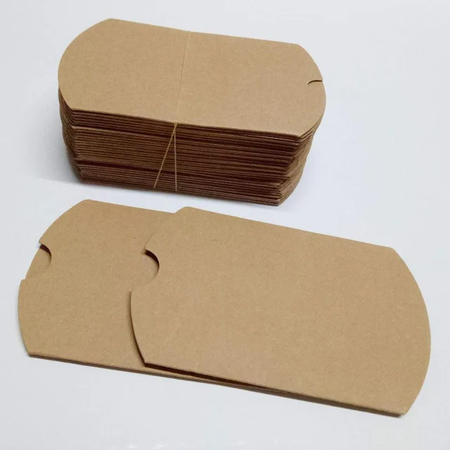 Boîte d'oreiller en papier Kraft 50 pièces, boîtes à bonbons cadeaux pour fête de mariage, fournitures de fête d'anniversaire à domicile, sacs en papier pour cadeaux 4