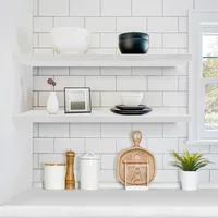 Floating Shelves for Wall - 2 Long Floating Shelves Farmhouse - 35 x 9 Inch Wall Mounted Floating Shelves for Wall, White 2