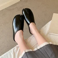 Bailamos Women Split Toe Fur Slippers Tabi Ninja Slip On Flats Round Toe Shallow Lazy Boat Slingback Mules Shoes Soft Warm Loafe - Image 2