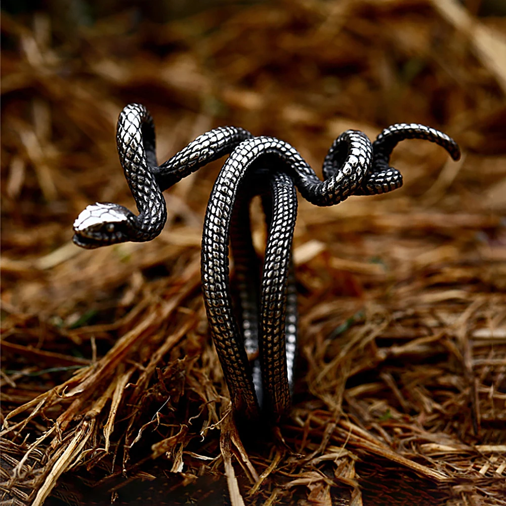 Gold Color Rings Couples Rings Stainless Steel Ring Finger Ring Gold Color Ring Animal Ring Simple Stainless Steel Snake Ring For Men Women Punk Hip Hop Fashion Couple Ring Men's Gold Color Jewelry