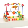 Children's Wooden Toys Cartoon Fruit Beads Puzzle Counting Learning Puzzle Circles Montessori Toys Baby Early Education Maze 4
