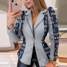 

Ladies Long Sleeve Slim Jacket Casual Retro Plaid Printed Elegant Lapel Single Breasted Jacket