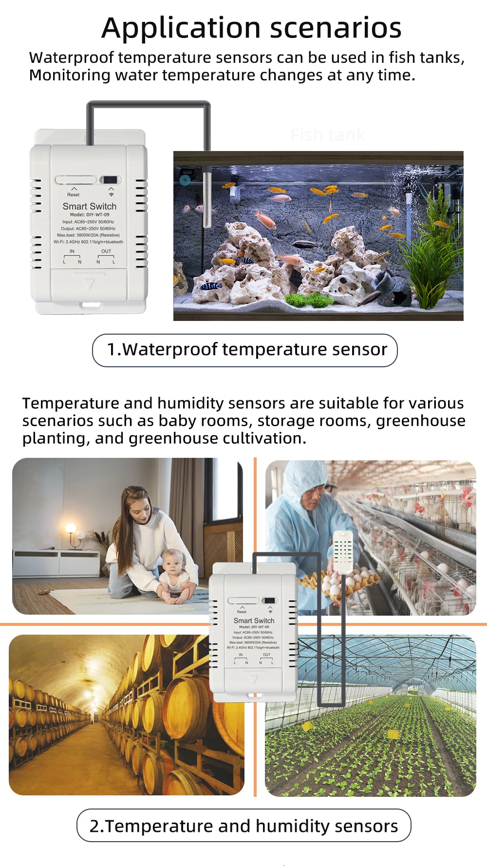 WiFi Temperature and Humidity Sensor Security Home Automation Indoor Monitoring