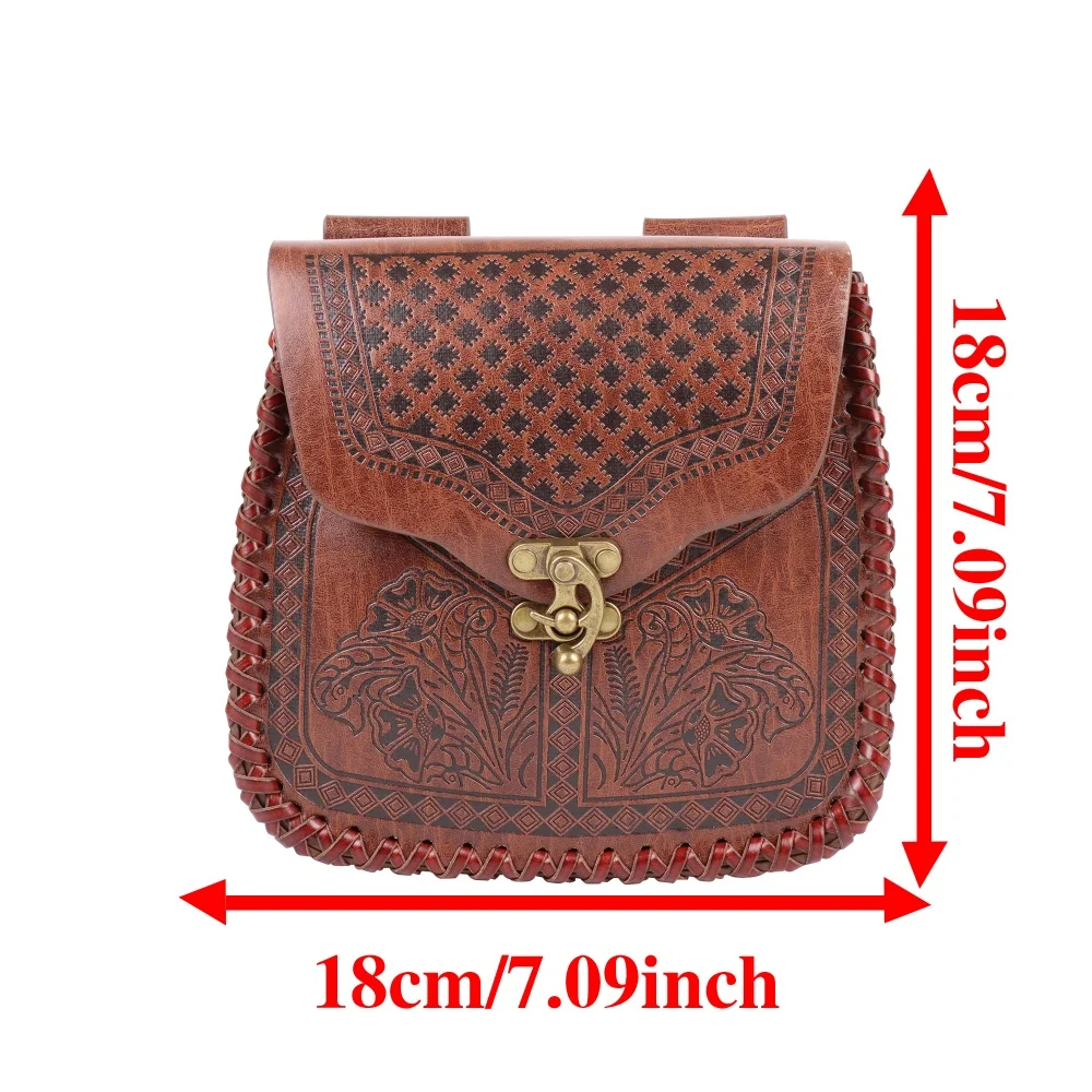 Mittelalterliche Kunstleder-Beutel mit Kordelzug, Retro, nordisch, tragbar, Geldbörse, Vintage-Gürteltasche, Würfeltasche für LARP Ren Faire Accessori – Detail 3