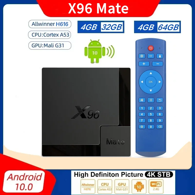 X96 Mate TV Box Android 10 4GB 32GB 4G 64GB 2.4G&5G Wifi Allwinner H616 Smart  tv Box 4K Media Player Apply To TV