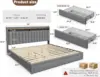 King Size Bed Frame with 4 Storage Drawers, Upholstered King Bed Frame and headboard with 2-Tier Shelves,Mattress Foundation 2