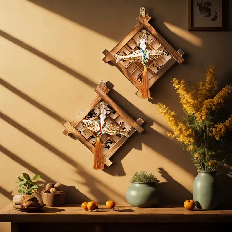 Korean Style Golden Cod Fish Pendant Gadus Halcogrammus Hanging Ornament Door Hanging Peace Luck Wealth Fish Wall Decoration